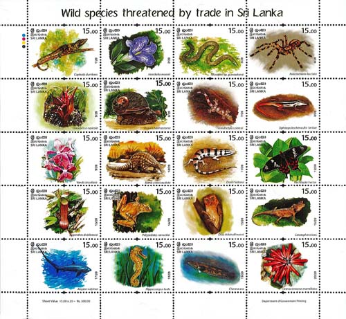 Wild species threatened by trade in Sri Lanka (Sheetlet) - 2020 - MNH